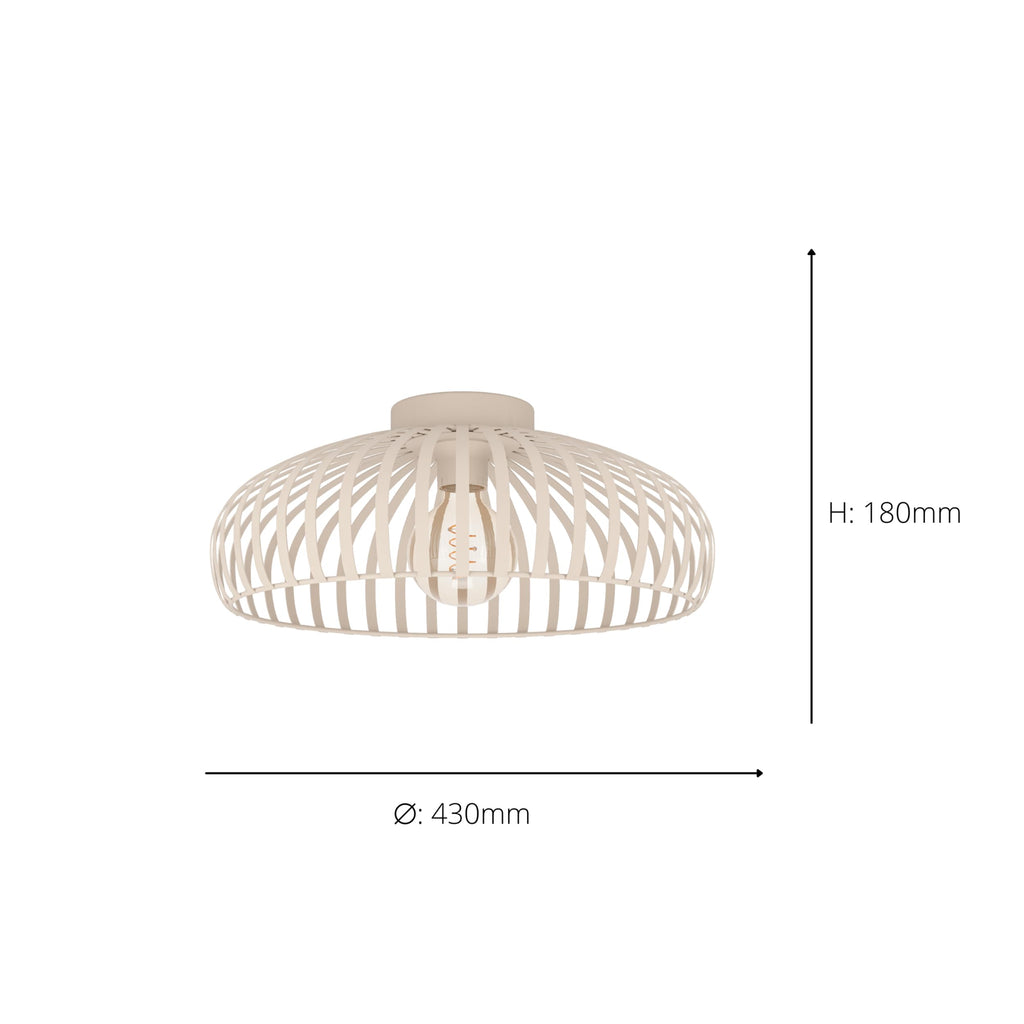 EGLO Deckenlampe Mogano 3, Deckenleuchte Wohnzimmer, Lampe Decke Schlafzimmer, Wohnzimmerlampe aus Metall in Beige, E27 Fassung, Ø 43 cm