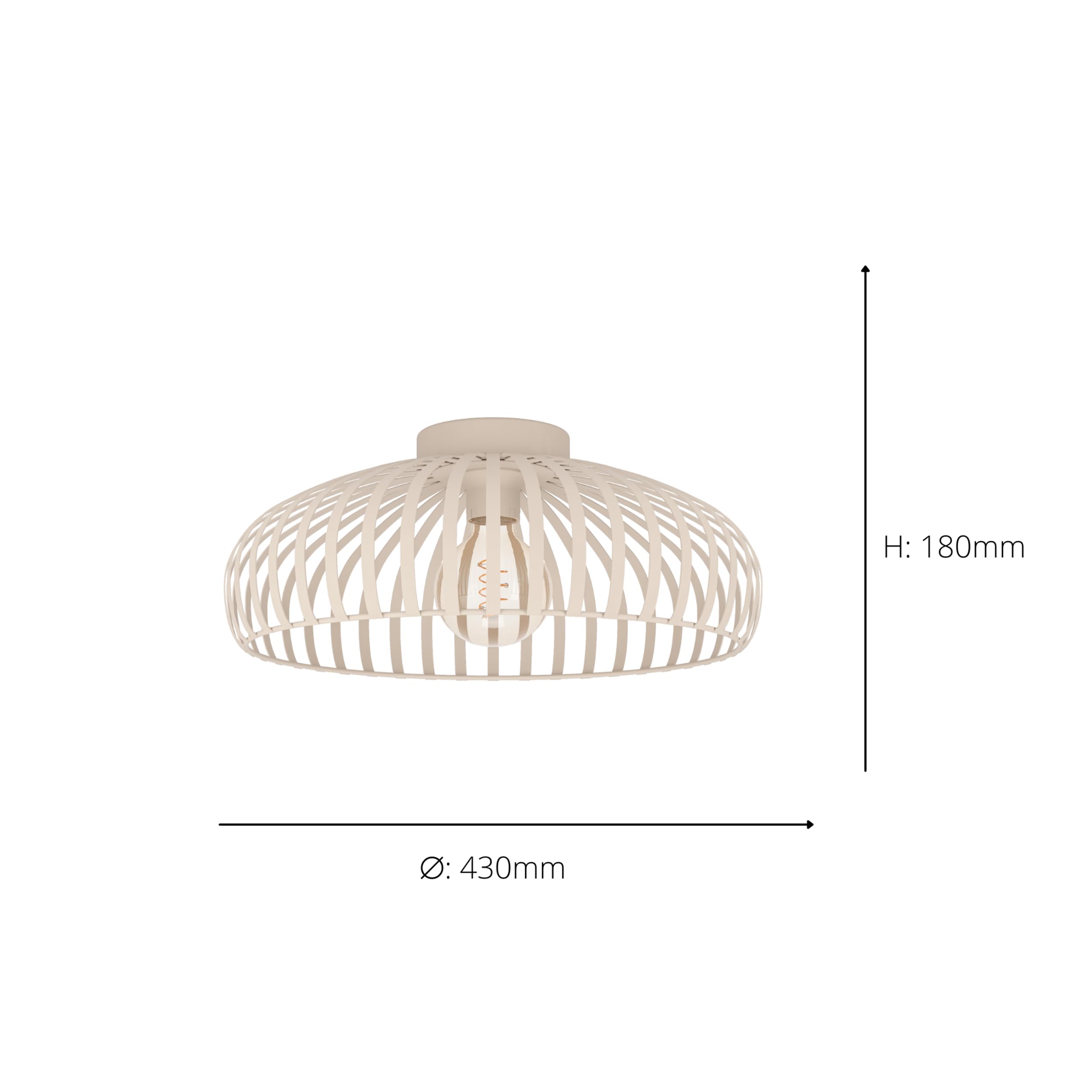 EGLO Deckenlampe Mogano 3, Deckenleuchte Wohnzimmer, Lampe Decke Schlafzimmer, Wohnzimmerlampe aus Metall in Beige, E27 Fassung, Ø 43 cm