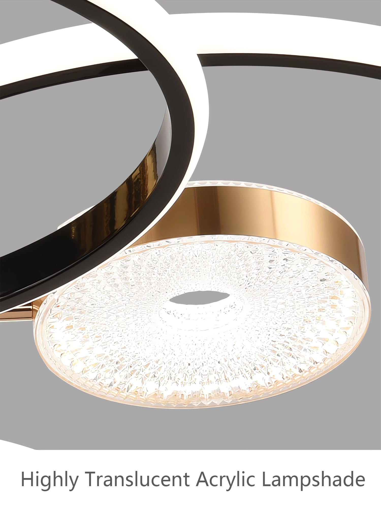 QYSMGS LED-Deckenleuchte schwarz Moderne Runde Ring Design Deckenlampen Dimmbar mit Fernbedienung Wohnzimmer Deckenbeleuchtung Kreativer Acryl-Kronleuchter für Schlafzimmer und Esszimmer (4+4 Köpfe)